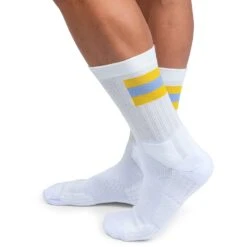 Voorkant -On Running on running tennis sock white mustard 2 1263240