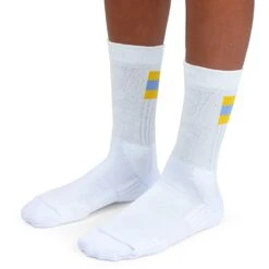 Voorkant -On Running on running tennis sock women white mustard 2 1263277